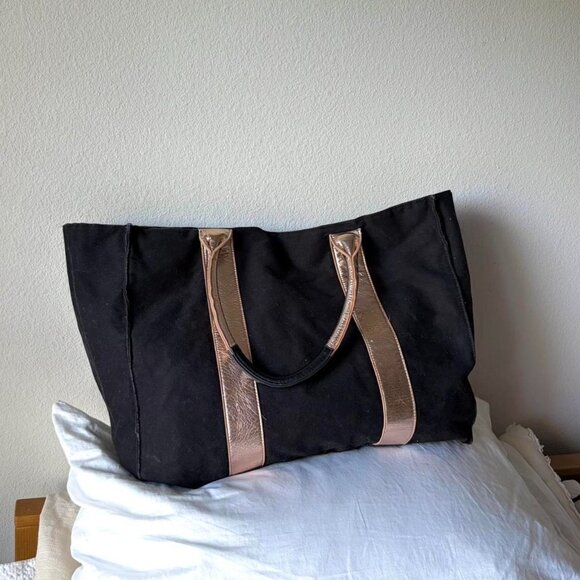 Victoria's Secret Black and Rose Gold Large Tote Bag - Picture 2 of 5